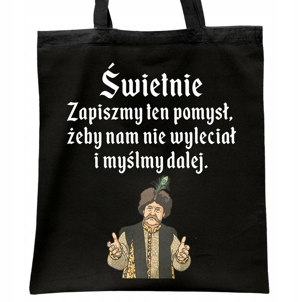 Torba bawełniana czarna na zakupy 1670 Zapiszmy Ten Pomysł I Myślmy Dalej