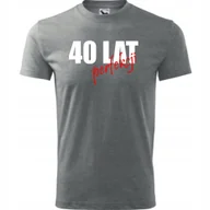 Koszulki męskie - Męska Koszulka z Nadrukiem 40 lat perfekcji na Prezent Urodzinowy Upominek ciemnoszary melanż 3XL - miniaturka - grafika 1
