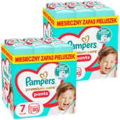 Pieluchy - Zestaw Pampers Premium Care Pants, pieluchomajtki rozmiar 7, 15+ kg, 2 x 80 sztuk - miniaturka - grafika 1