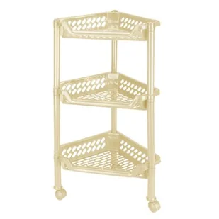 Regał narożny 3-półki na kółkach plastik kremowy - Regały - miniaturka - grafika 1
