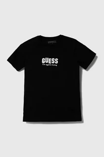 Koszulki dla chłopców - Guess t-shirt dziecięcy kolor czarny z nadrukiem - grafika 1