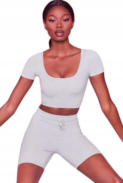 OH POLLY TOP DAMSKI SZARY GŁADKI KRÓTKI L 0A3D4_B* T3A