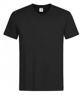 Koszulki męskie - Czarny Bawełniany T-Shirt w Serek, Męski Bez Nadruku -STEDMAN- Koszulka, Krótki Rękaw, Basic, V-neck - Stedman - miniaturka - grafika 1
