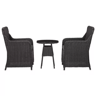 vidaXL 3 częściowy zestaw mebli bistro poduszki rattan PE czarny 46549 46549 - Meble ogrodowe - miniaturka - grafika 1