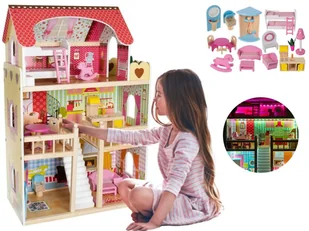 DUŻY DOMEK DLA LALEK Drewniany Z Wyposażeniem Akcesoriami Do Zabawy - Domki dla lalek DUŻY DOMEK DLA LALEK Drewniany Z Wyposażeniem Akcesoriami Do Zabawy - Domki dla lalek - miniaturka - grafika 1