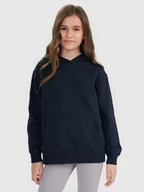 Bluzy dla dziewczynek - 4F Bluza dresowa nierozpinana z kapturem dziewczęca - granatowa 122 (6-7 lat) - miniaturka - grafika 1