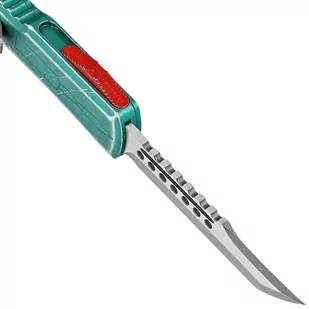 Nóż automatyczny OTF Microtech UTX-70 Bounty Hunter Hellhound T/E Signature Distressed Green Aluminium, Stonewashed M390 by Tony Marfione (419-10BH) - Noże - miniaturka - grafika 4