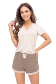 Piżamy damskie - Donna Piżama Daphne Short Beżowa XXL Beżowy - miniaturka - grafika 1