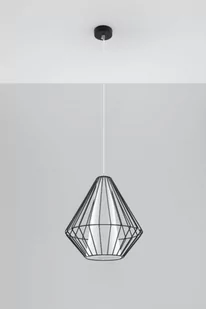 Sollux Lighting Industrialna LAMPA wisząca SL.298 druciana OPRAWA zwis drut metalowy klatka skeleton czarny - Lampy sufitowe - miniaturka - grafika 1