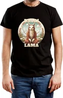 Koszulki męskie - T-SHIRT MĘSKI PREZENT YOGA BUDDA LAMA ŚMIESZNA KOSZULKA CZARNA R-L A381 - miniaturka - grafika 1