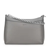 Torebki damskie - Damska torebka na ramię z ekoskóry szaro - srebrna - miniaturka - grafika 1