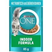 Mokra karma dla kotów - Purina ONE Indoor Formula z tuńczykiem i fasolką szparagową 26 × 85 g - miniaturka - grafika 1