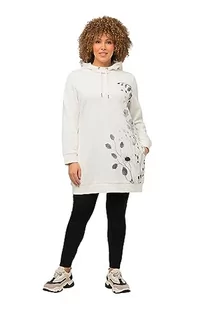 Ulla Popken Damska bluza z kapturem, długa, suszone kwiaty, białawy, 46-48 duże rozmiary - Bluzy damskie - miniaturka - grafika 1