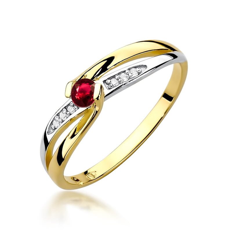 Złoty pierścionek Rubin 0,15ct żółte złoto pr. 585
