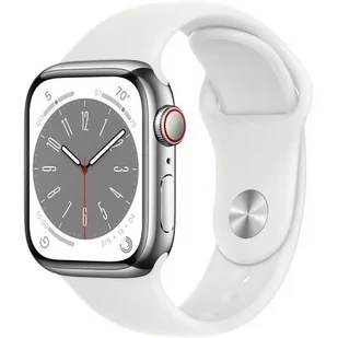 Apple Watch 8 GPS + Cellular 41mm Stalowy MNJ53WB/A Biały - Smartwatch - miniaturka - grafika 1