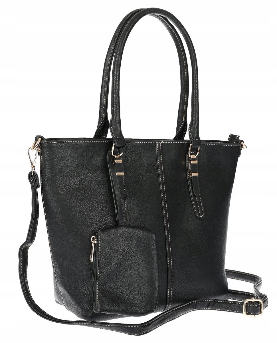 Torebka Damska Shopper Pojemna A4 modna duża torba teczka lekka 0702 Czarna