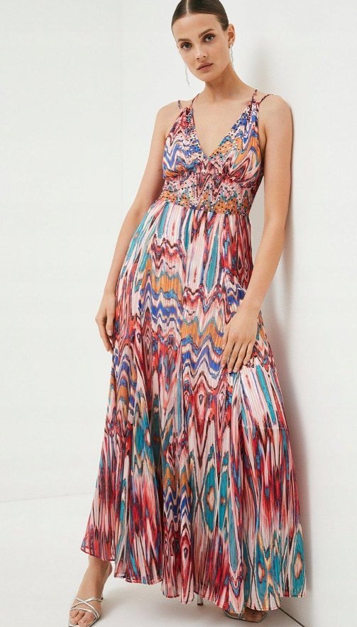 KAREN MILLEN SUKIENKA PLISOWANA KOLOROWA 34 1Y1Q