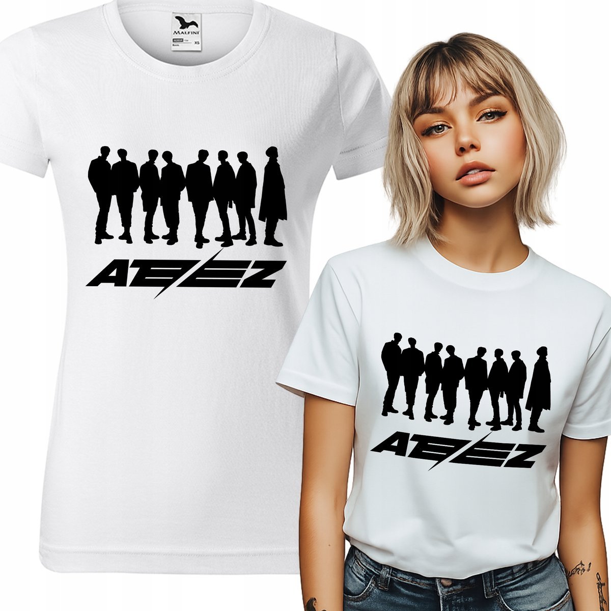 Koszulka Damska T-shirt Biały ATEEZ BOYSBAND Muzyka K-pop Na Prezent - M Wz