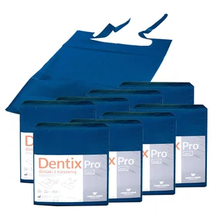 Śliniak dentystyczny z kieszonką 39cm x 48cm granatowy podfoliowany 54g DentixPro 400szt - Sprzęt i akcesoria stomatologiczne - miniaturka - grafika 1