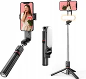 Selfie stick - Kijek Do Selfie Stick Pilot Bluetoot Z Lampą - miniaturka - grafika 1