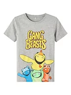 Koszulki i topy damskie - NAME IT Chłopcy NKMMAHAN GANGBEASTS SS Top Box BFU T-Shirt, szary melanż, 122/128, szary melanż, 122-128 - miniaturka - grafika 1