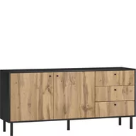 Komody - Komoda Niska Czarna Bospe Vivaldi Meble Dąb Wotan, Czarny - miniaturka - grafika 1