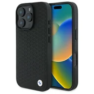 Etui i futerały do telefonów - BMW BMHMP16L23RDDK iPhone 16 Pro 6.3" czarny/black hardcase Sign Leather Diamond Metal Logo MagSafe - miniaturka - grafika 1