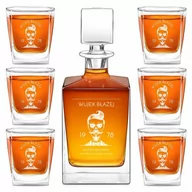 Karafki - Karafka do whisky cube z 6 szklankami i grawerem - miniaturka - grafika 1