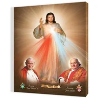 Ikony i obrazy sakralne - Obraz religijny na płótnie Jezus Miłosierny, Papież Jan Paweł II, Święty Jan XXIII - miniaturka - grafika 1