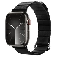 Akcesoria do smartwatchy - Crong Eclipse - Skórzany pasek magnetyczny Apple Watch 42/44/45/49 mm (czarny) - miniaturka - grafika 1
