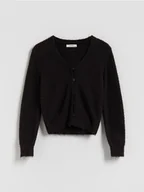 Swetry dla dziewczynek - Reserved - Dzianinowy kardigan - brązowy - miniaturka - grafika 1