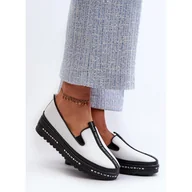 Półbuty damskie - S. BARSKI Półbuty damskie Barski ze skóry naturalnej White białe - miniaturka - grafika 1