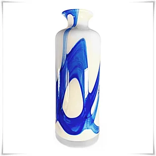 Niebieski wazon szklany kolorowy z artystycznego szkła butelka H-30 cm - Wazony i flakony - miniaturka - grafika 1