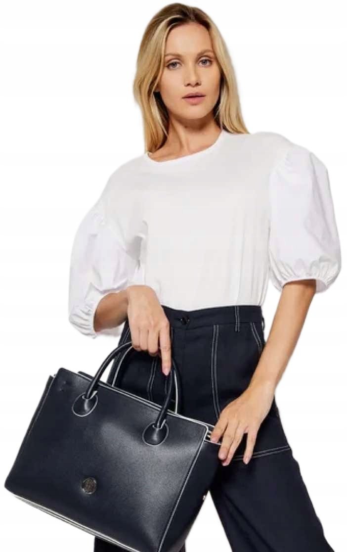 TOREBKA DAMSKA TOMMY HILFIGER TH SKÓRA THJ SHOPPERKA GRANATOWA