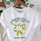 Inne - TEMU T-shirt z nadrukiem cytrynowym, luźny top z krótkim rękawem i okrągłym dekoltem na i wiosnę, odzież damska - miniaturka - grafika 1