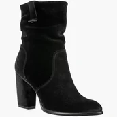 Botki damskie - Botki Damskie Skórzane Krótkie Kozaki Ocieplane Zimowe Czarne Simen 2240A Czarny 37 - miniaturka - grafika 1