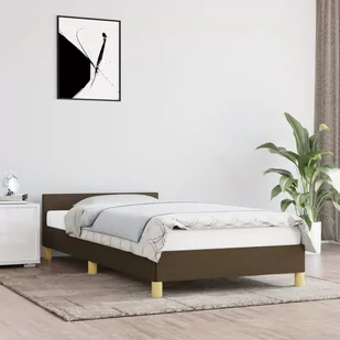 Lumarko Rama łóżka z zagłówkiem, ciemnobrązowa 80x200 cm obita tkaniną - Łóżka - miniaturka - grafika 1
