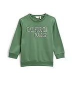 Bluzy dla chłopców - Koton Chłopięca bluza z nadrukiem California z długim rękawem Crew Neck Sweater, Sage (983), 9-10 lat - miniaturka - grafika 1