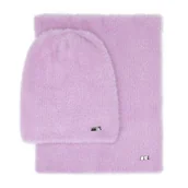 Czapki damskie - Damski komplet zimowy z miękkiej dzianiny jasny fiolet - miniaturka - grafika 1
