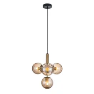 Lampy sufitowe - Italux LAMPA wisząca RAVENA loftowa OPRAWA szklane kule ZWIS balls mosiądz bursztynowe PND-2324-4B BRO+AMB - miniaturka - grafika 1