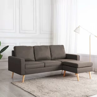 vidaXL 3-osobowa sofa z podnóżkiem, kolor taupe, tapicerowana tkaniną - Narożniki - miniaturka - grafika 1