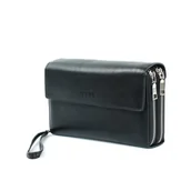 Nerki - Portfel skóra naturalna czarny Saszetka męska do ręki Kopertówka SOLIER - miniaturka - grafika 1