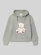 Swetry dla dziewczynek - Bluza o kroju regular fit z kapturem i motywem misia - miniaturka - grafika 1