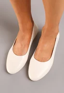 Baleriny - Beżowe Wsuwane Balerinki z Ekoskóry na Płaskiej Podeszwie Imenna - miniaturka - grafika 1