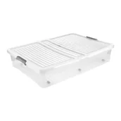 Pudła i pojemniki do przechowywania - Pojemnik Leo clipbox na kółkach 53 l transparentny - miniaturka - grafika 1