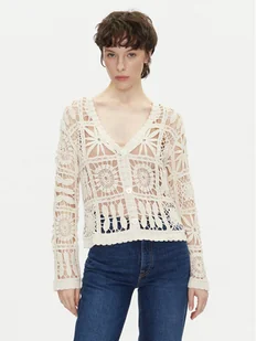 Pepe Jeans Kardigan Olympia PL702273 Beżowy Regular Fit - Swetry damskie - miniaturka - grafika 1