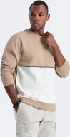 Bluzy męskie - Ombre Bluza męska OVERSIZE z kontrastowym łączeniem kolorów - beżowa V2 OM-SSNZ-0130 S - miniaturka - grafika 1