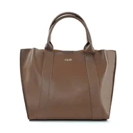 Torebki damskie - Torba shopper damska Skórzana Brązowy + kosmetyczka SOLIER - miniaturka - grafika 1