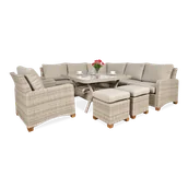 Meble ogrodowe - Narożnik z technorattanu TOLEDO DINING Beige - miniaturka - grafika 1