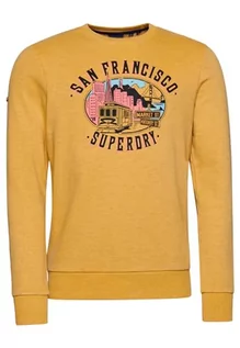 Bluzy męskie - Superdry Vintage City Souvenir Crew Ub Męska bluza, Desert Ochre Yellow Marl, S - grafika 1